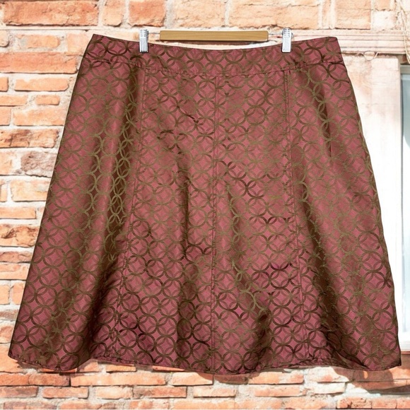 Vintage Dresses & Skirts - I.E. Woman Vintage Earthy Muted Satin Metallic Geometric A Line Circle Skirt 20W